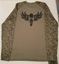 FOWL 24-7 Performance Sport-Tek Olive drab Long Sleeve Tee Shirt with Camo Sleeves