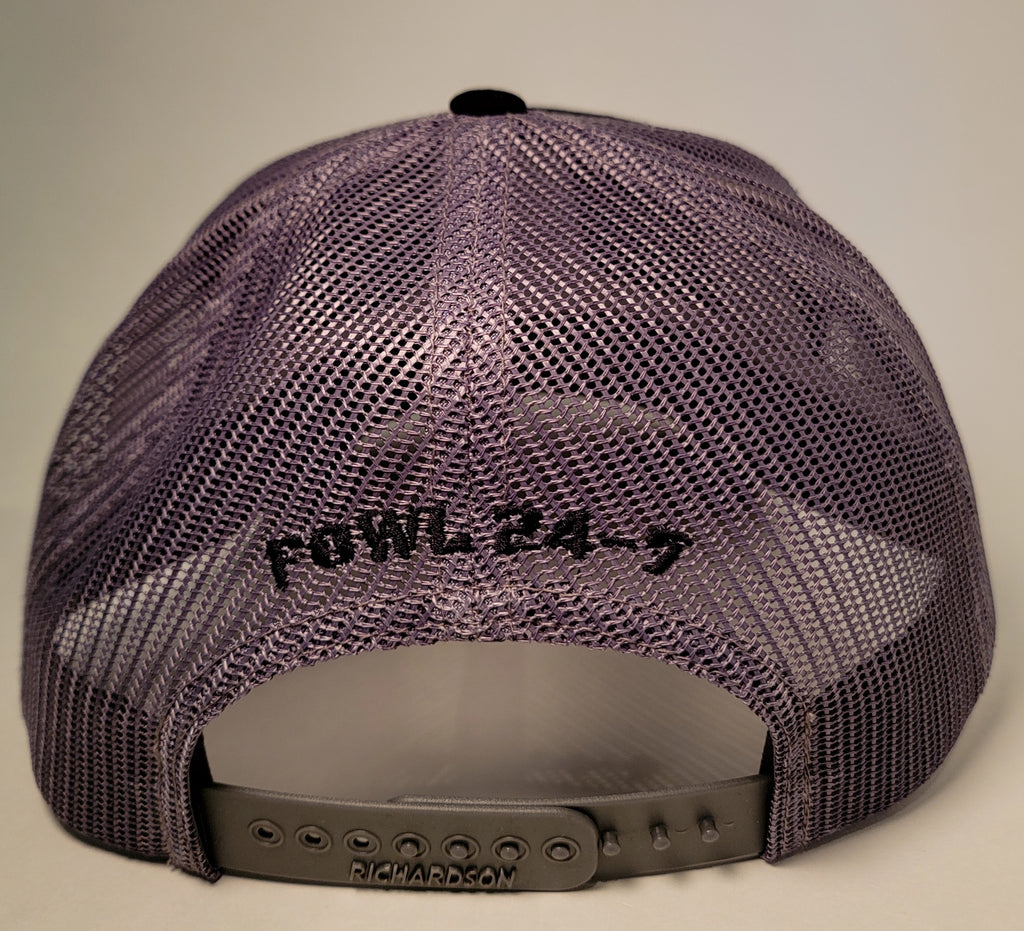 Black/Gray Richardson 112 Trucker Ball Cap with FOWL 24-7 Logo