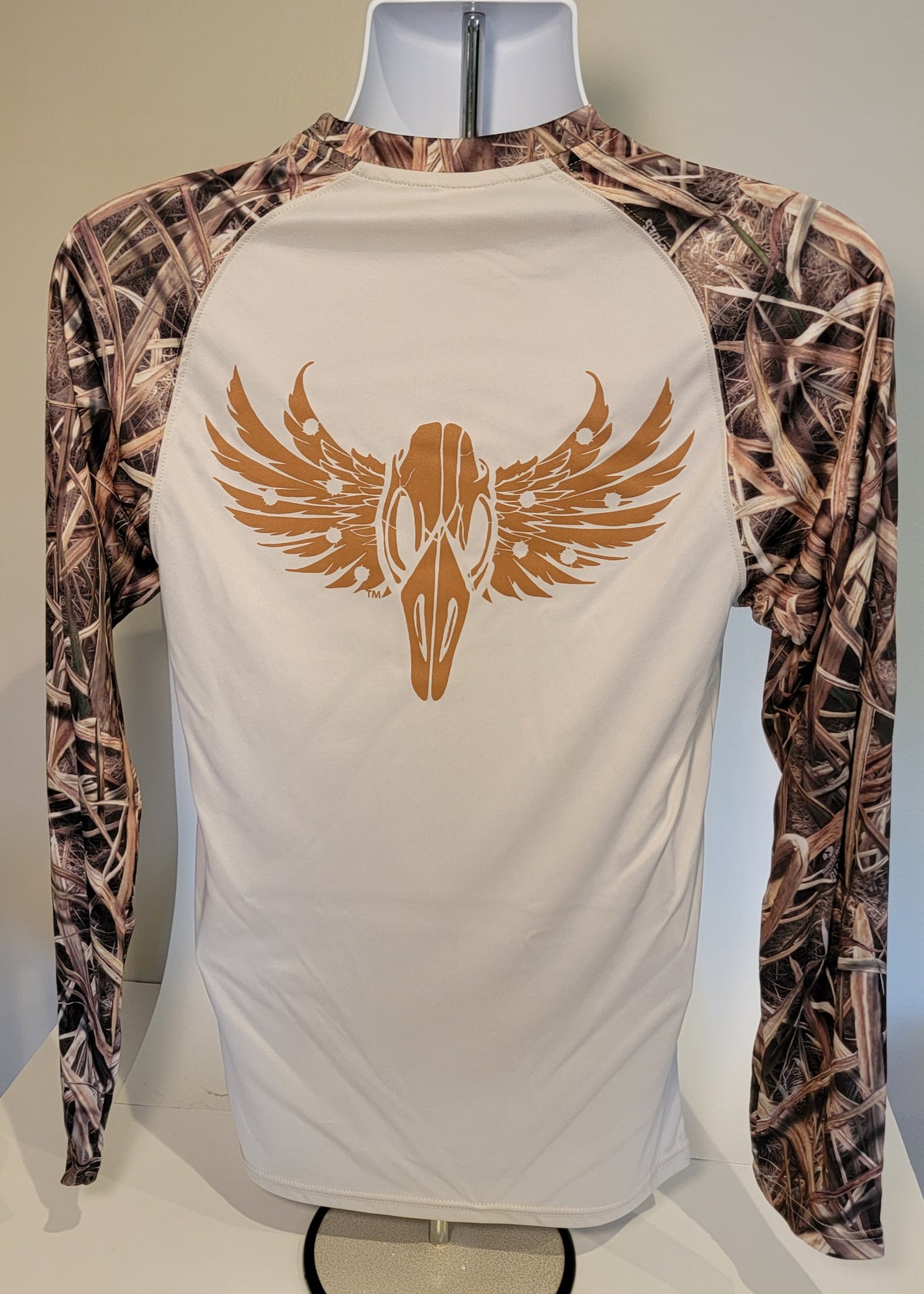 FOWL 24-7 Long Sleeve Performance Tee with Shadow Grass Sleeve on White